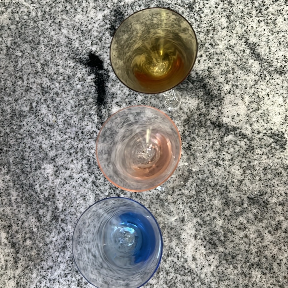Set of Three Twisted Stem Martini shot Glasses Vintage - Picture 4 of 5